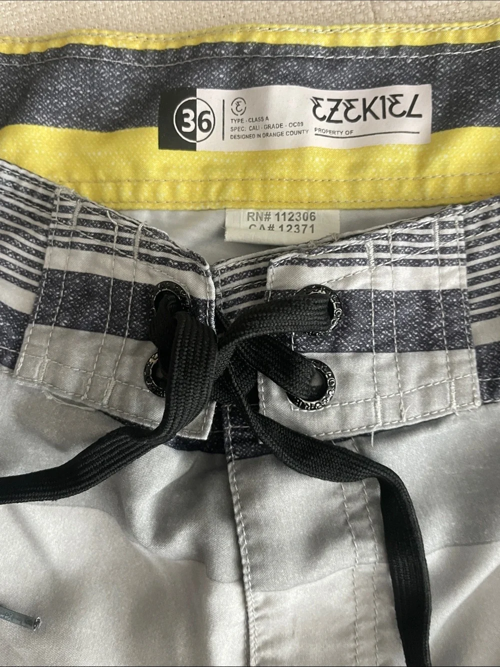 Ezekiel Men's Yellow & Gray Striped Board Shorts